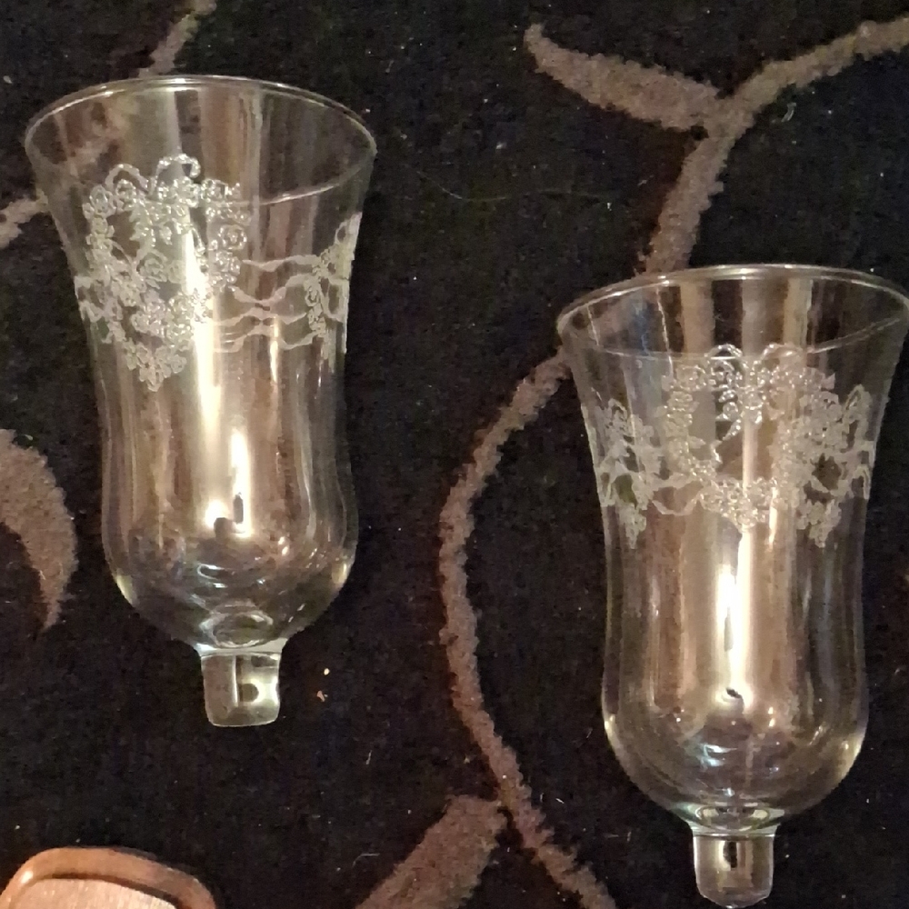 Home Interiors Glass and Wood Candle Holders - Picture 2 of 3